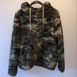 Furry Camo Hooded Sweatshirt